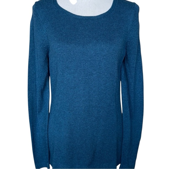Teal Blue Long Sleeve Sweater Timeless Classic Crewneck Pullover Soft Knit Sz M - Picture 4 of 15
